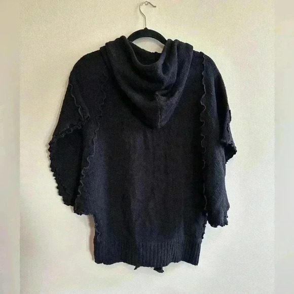 Sparrow Anthropologie Wool Blend Ruffled Black Placket Sweater - Size Small - Picture 2 of 8